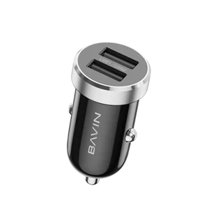 Image Зарядное устройство BAVIN Car Charger Dual USB Universal + Cable Lightning, 12W, Black
