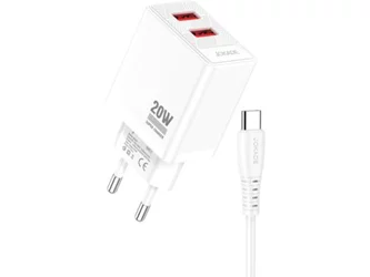 Зарядное устройство Jokade 2×USB-A 5A, 20W cu cablu Type-C JB088, White