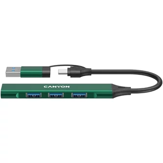Adapter CANYON hub DS-02 4in1 USB-A/C Green