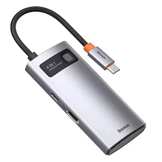 Adaptor Baseus 4in1 Type-C to 4+USB-A, Metal Gleam Series, Space Gray