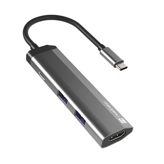 Adaptor Natec Fowler Slim Usb-C 4 In 1, Grey