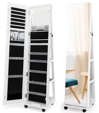 Dulap-oglindă pentru bijuterii Costway JV11245WH White
