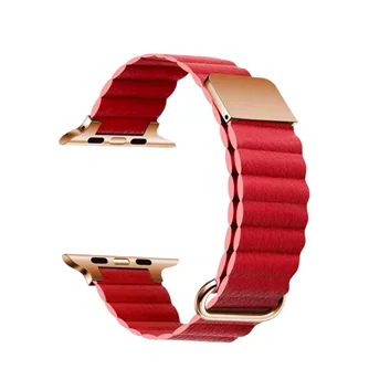 Ремешок Apple Watch leather Magsafe 42/44/45 Red