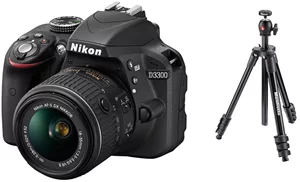 Image Зеркальный фотоаппарат Nikon D3300 Kit (18-55mm f/3.5-5.6G AF-S VR II DX) + Trepied Primaphoto photo kit 002 (Black)