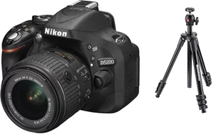 Image Зеркальный фотоаппарат Nikon D5200 Kit (18-55mm f/3.5-5.6G AF-S VR II DX) + Manfrotto COMPACT LIGHT (Black)