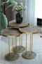 Image Набор журнальных столиков Prestige Gordion Round base 3 Grey Marble/Gold