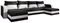 Image Диван П-образный Space Meble Hewlet U Bis Mikrofaza 15/Mikrofaza 31 Black/White