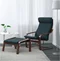 Image Fotoliu cu taburet  Ikea Poang/Hillared Brown/Dark Blue