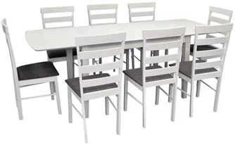 Set de bucătărie Evelin HV-27V White + 8 GLORIA scaune White/NV-10WP Grey