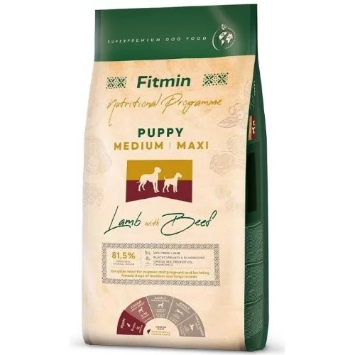 Hrana uscata pentru caini Fitmin medium maxi puppy lamb&beef 2.5 kg