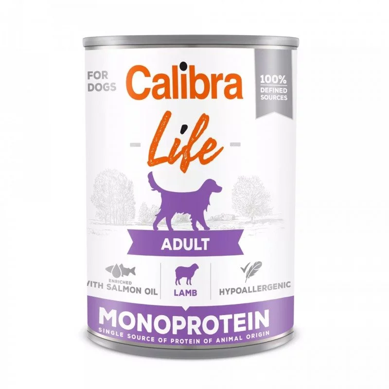 Hrana umeda pentru caini Calibra Dog Life can Adult Lamb 400g*6