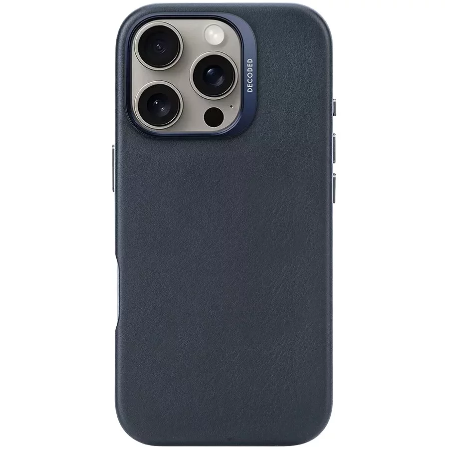 Husă DECODED iPhone 16 Pro Leather Navy
