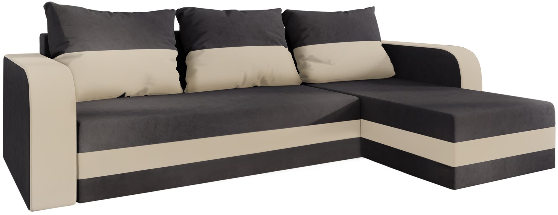 Canapea de colt Space Meble Hewlet Bis Sawana 05, Sawana 01 Dark Gray, Ecru