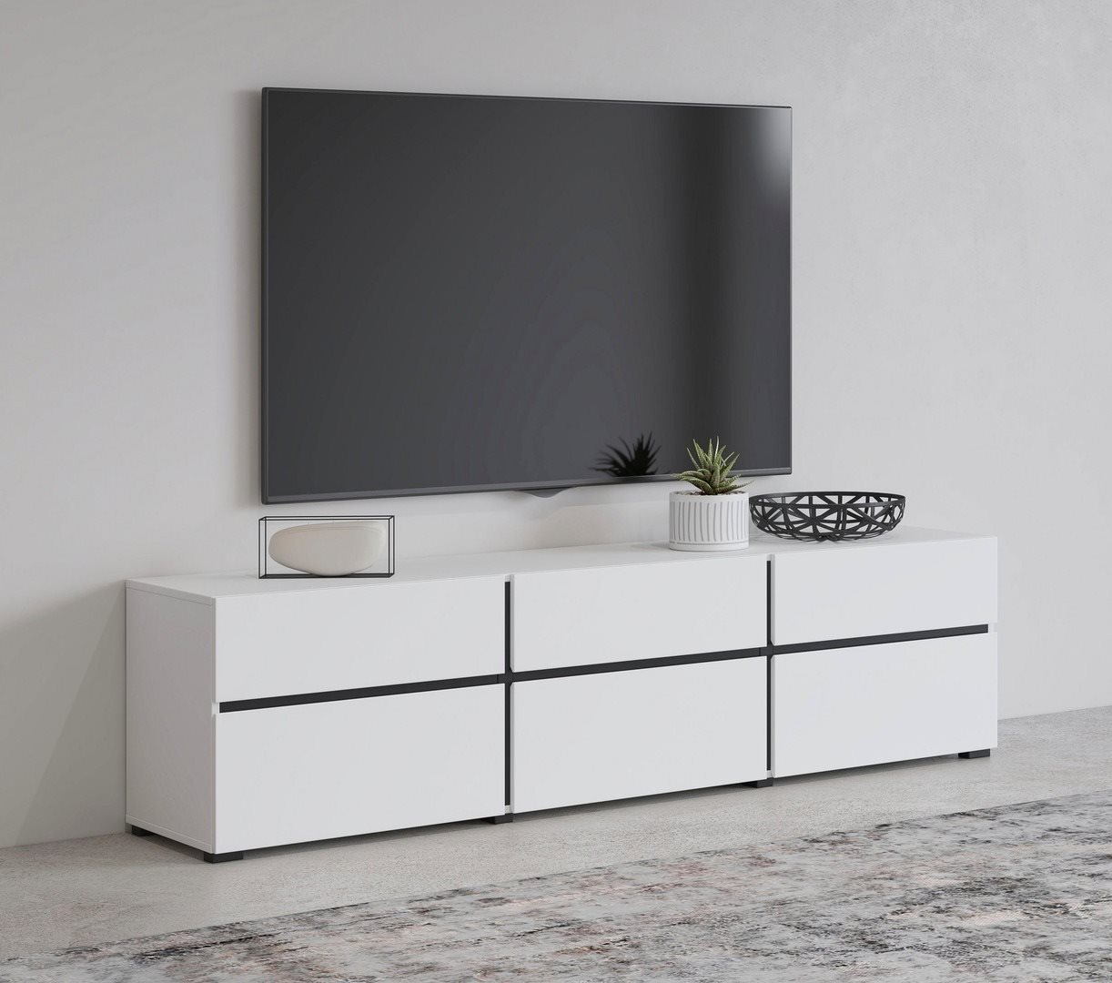 Tumba pentru TV Helvetia Cross 3D3S White/Black