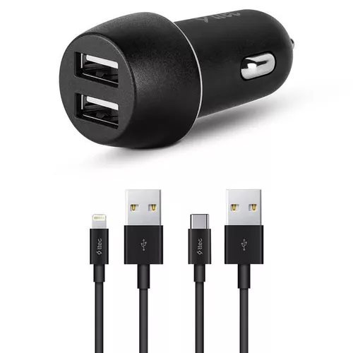 Incarcator Ttec Duo 2*USB-A 3.1A with Lightning and Type-C Cable Black