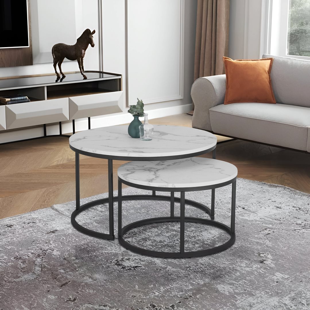 Măsuţă cafea Mebel Elite Dafne Max White Marble/Black