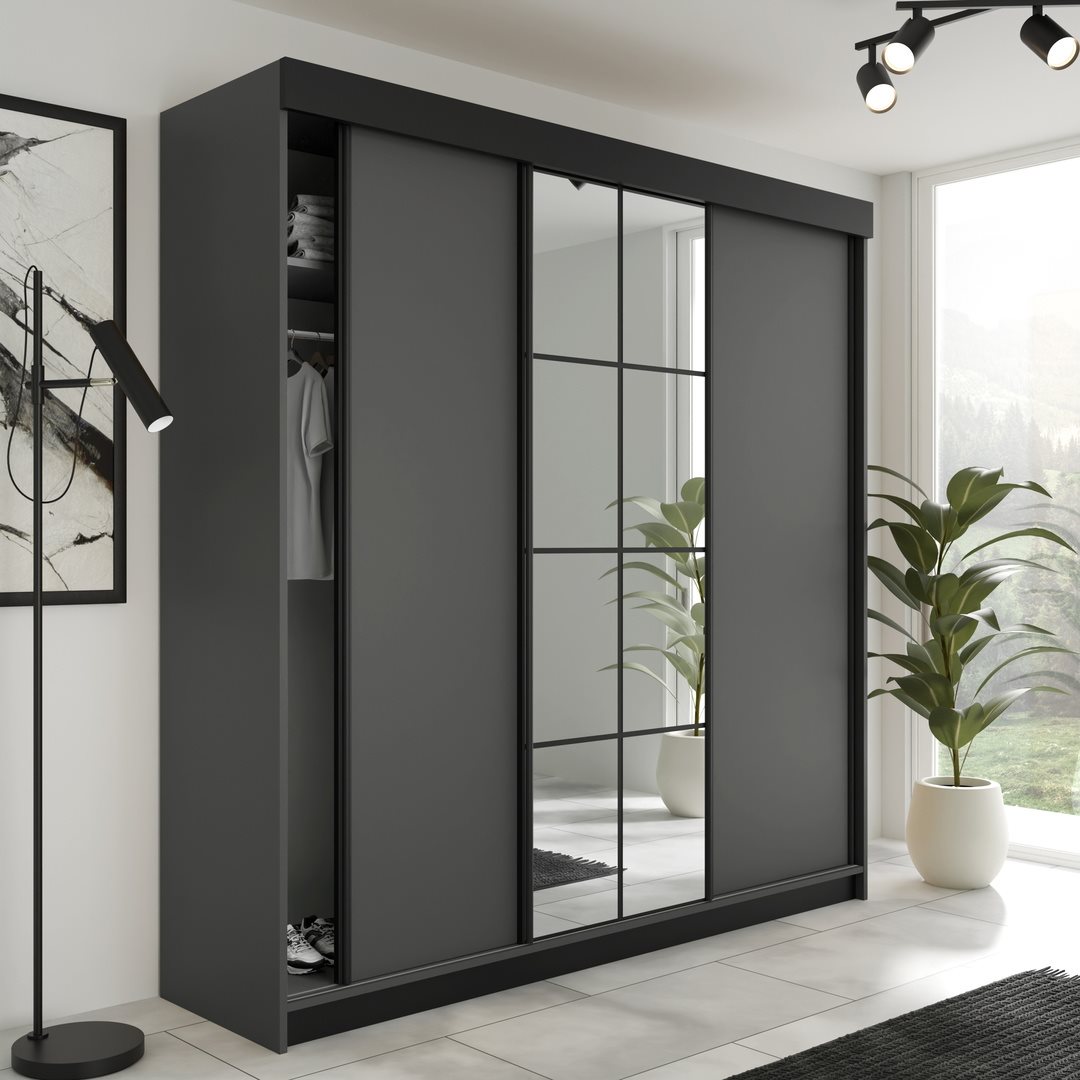 Dulap-Cupă Prime Furniture Lamaro 200x205x59 Graphite/Black