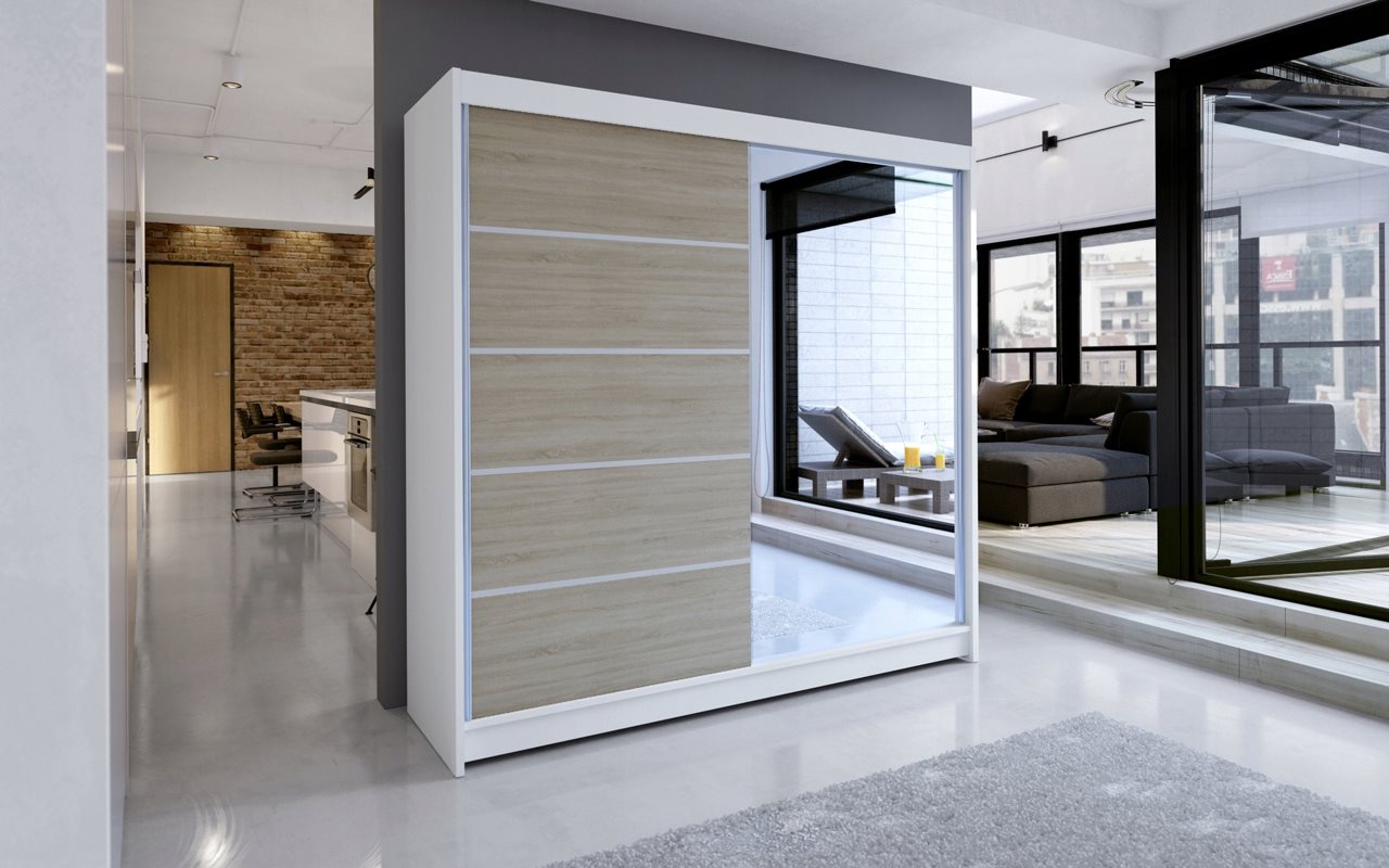 Шкаф купе Space Meble Talin III 180x215x58 White Matte/Sonoma
