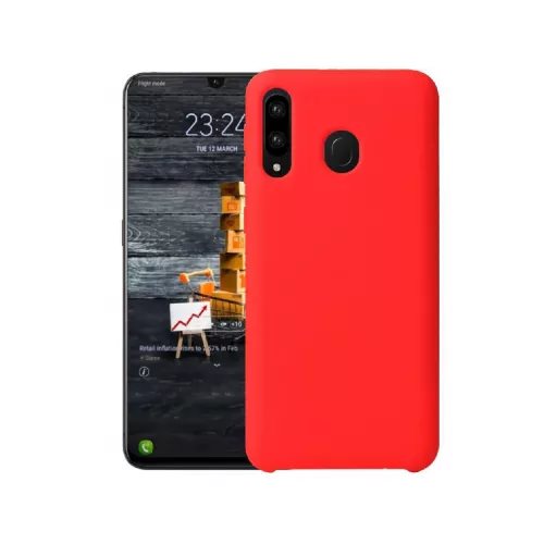 Чехол Helmet Liquid Silicone Grid Samsung A20S Red