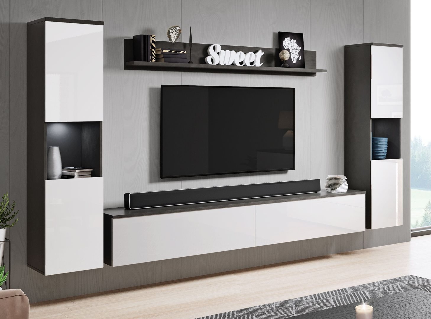 Стенка Bratex Paris XL Matera/White Gloss