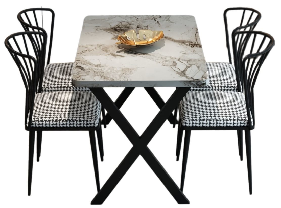 Комплект для кухни Prestige Efes 70x110cm 1+4 Light Marble/Black