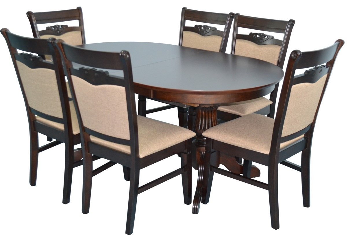 Комплект для кухни Evelin HV-33V Chocolate + 6 стульев HV-3167 Chocolate/NV-3WP Brown