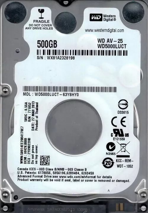 Накопитель Western Digital HDD 500GB  WD5000LUCT