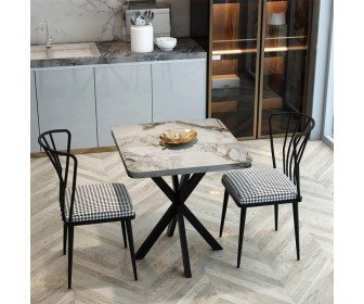 Masă Prestige Efes Star Leg 70/70x75 (Gray Marble/Black)