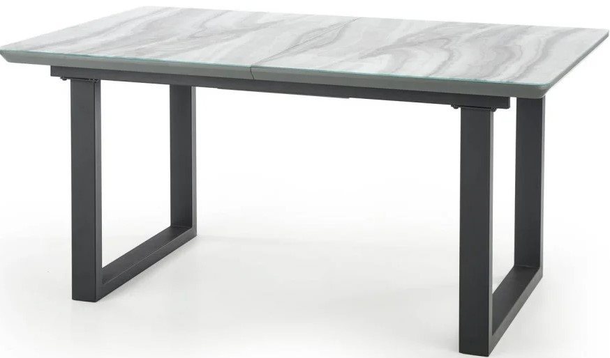 Стеклянный стол Halmar Marley 160/200cm Белый мрамор/Серый/Черный