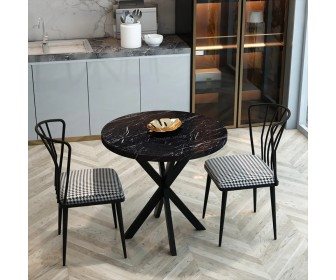 Обеденный набор Prestige Bendir Star Leg 70x75cm 1+2 (Black Marble/Black/White)