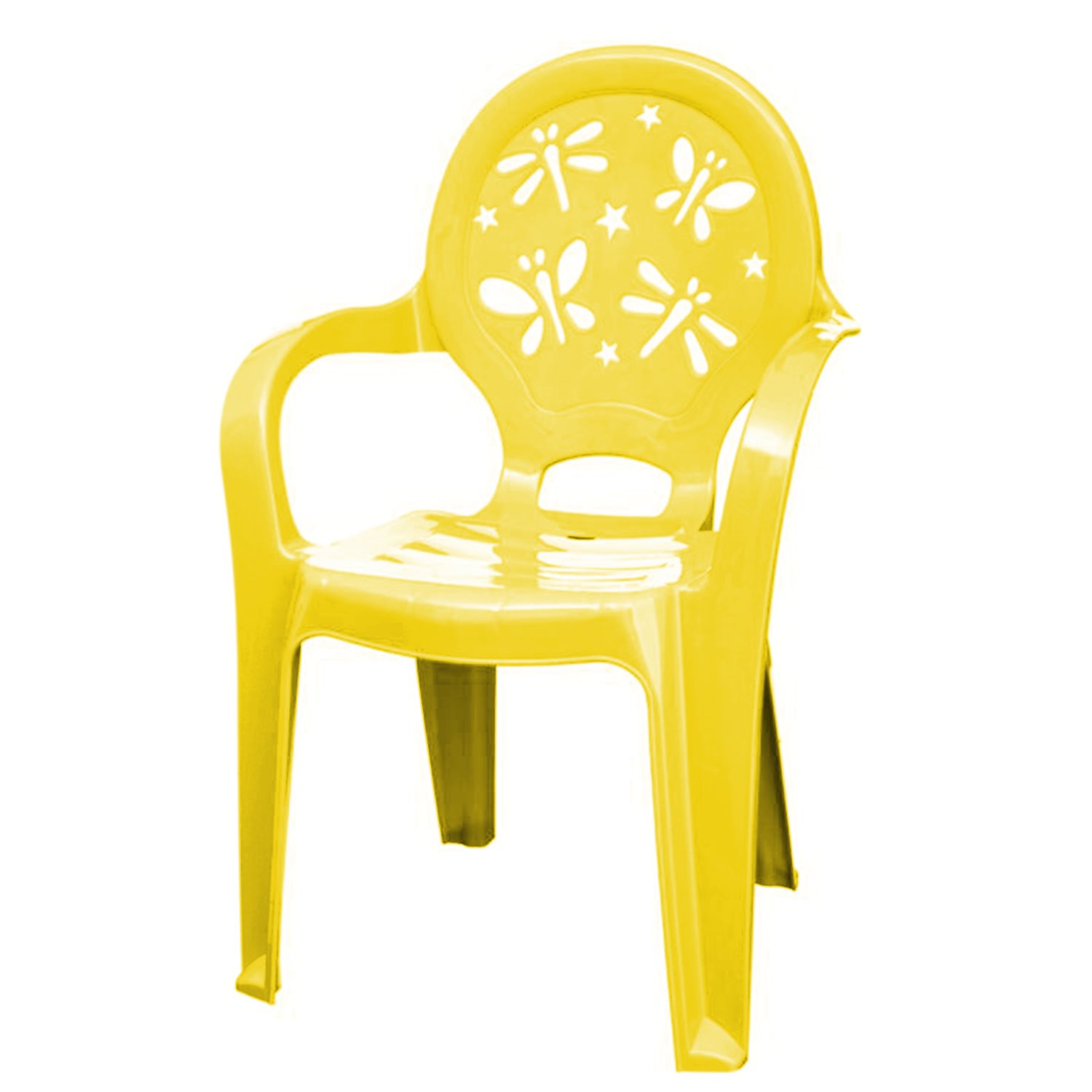 Scaun plastic copii Violeta - fluture (galben)