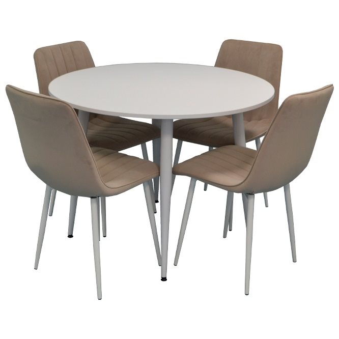 Set de bucătărie Evelin DT 402-5 + 4 scaune  XR-154Wh Light Beige 8, velur