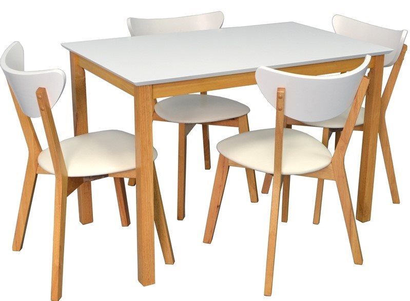 Set de bucătărie Evelin Gloria White/Bella beech + 4 scaune CAMEROON (White/Bella beech)