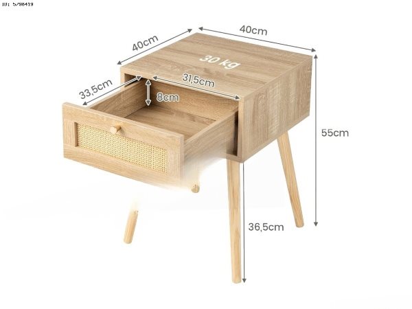 Тумба прикроватная Costway HU10476OA-1 (Natural)