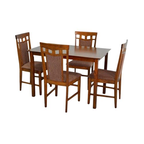 Set pentru bucătărie Evelin GLORIA Burnish oak + 4 scaune Deepa R Burnish oak/F-789 Brown