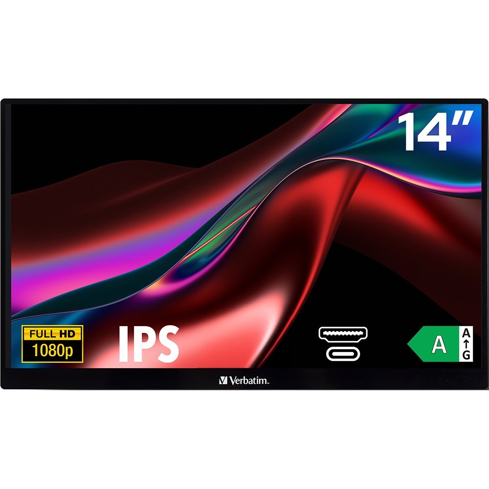 Monitor portabil LED IPS VERBATIM PM14, 14", Full HD, 60Hz, FreeSync, HDR,Black