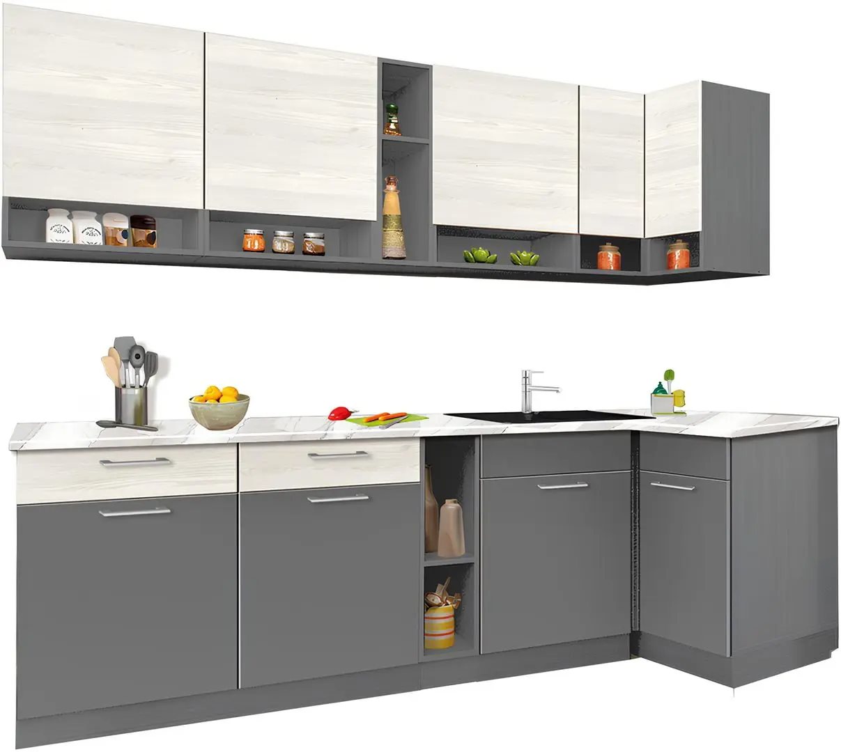 Кухня угловая Modern Monro 2.6m (Slate Gray/Craft Oak White)