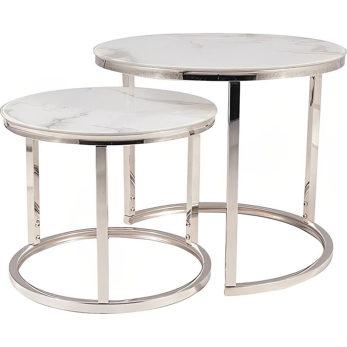 Set masute pentru reviste Signal Atlanta B II, White Marble/Chrome