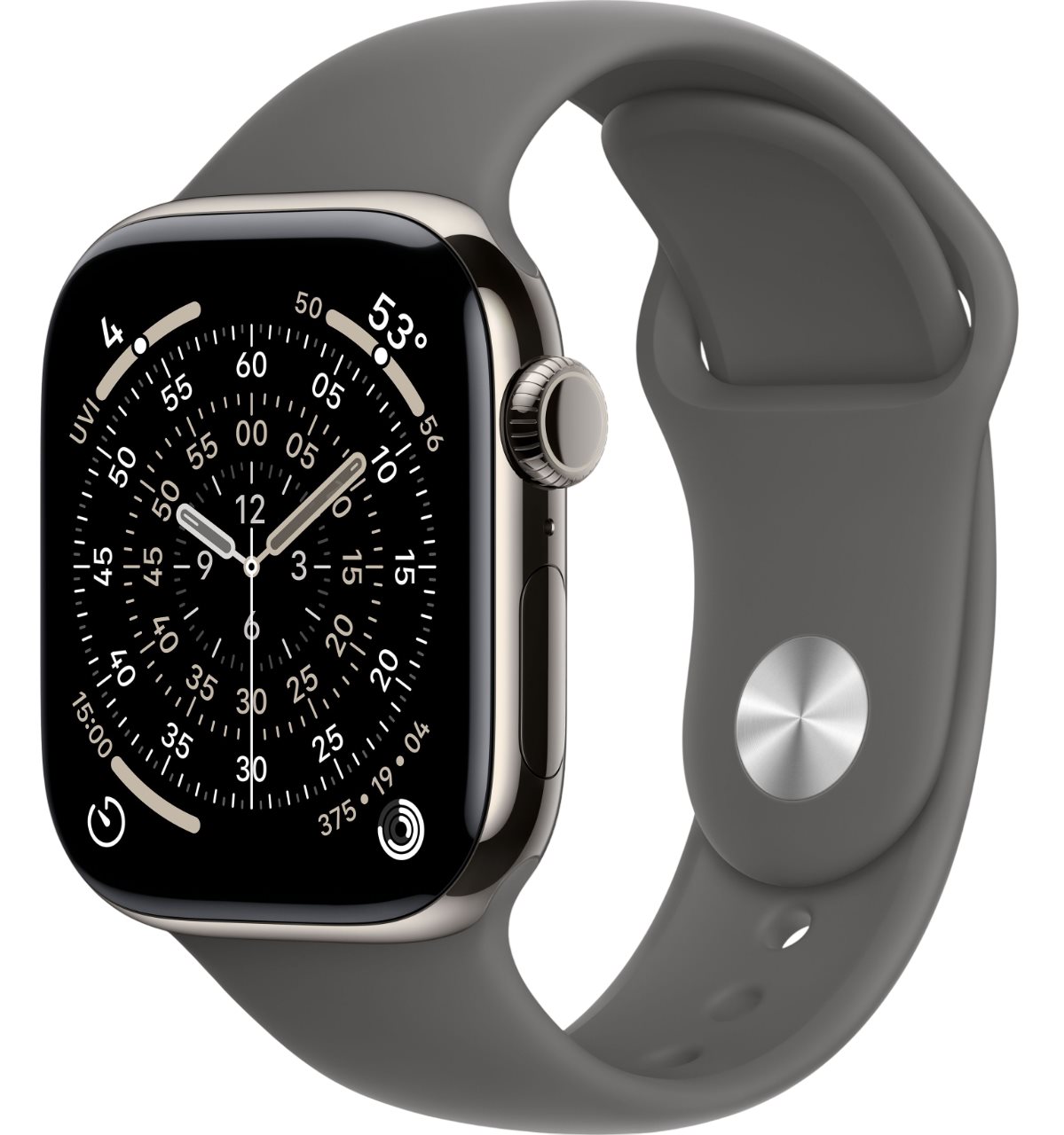 Apple Watch Series 11 GPS + LTE 42mm MF8N4 Natural Titanium Case Stone Grey Sport Band M/L