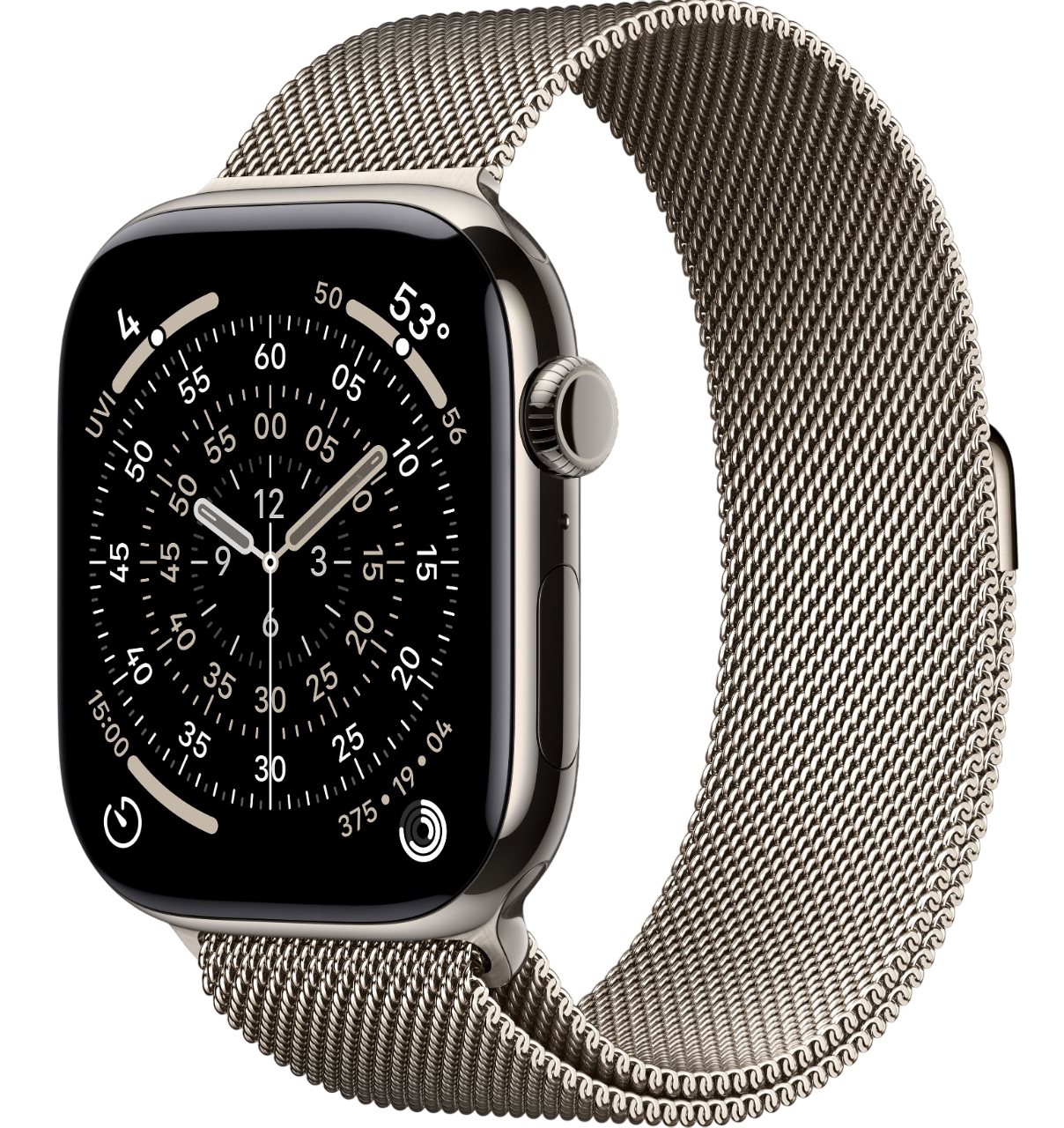 Apple watch Series 11 GPS + LTE 46mm MFD04 Natural Titanium Case Natural Milanese Loop - M/L