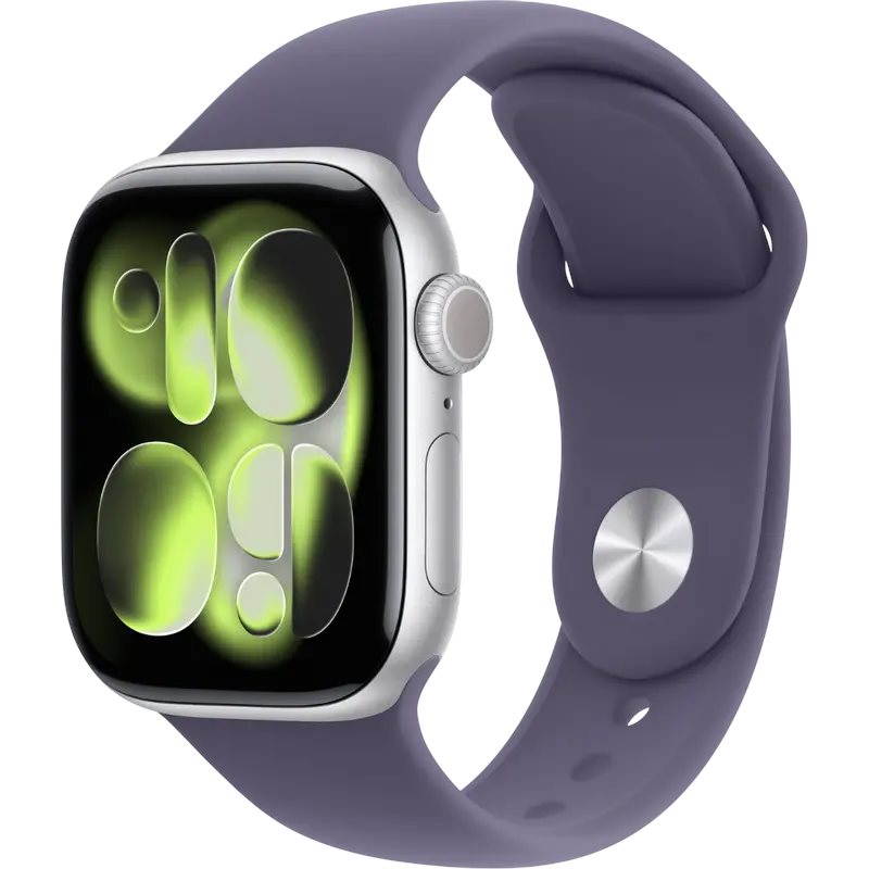 Apple Watch Series 11 GPS 42mm MEU74 Silver Aluminium Case with Purple Fog Sport Band M/L