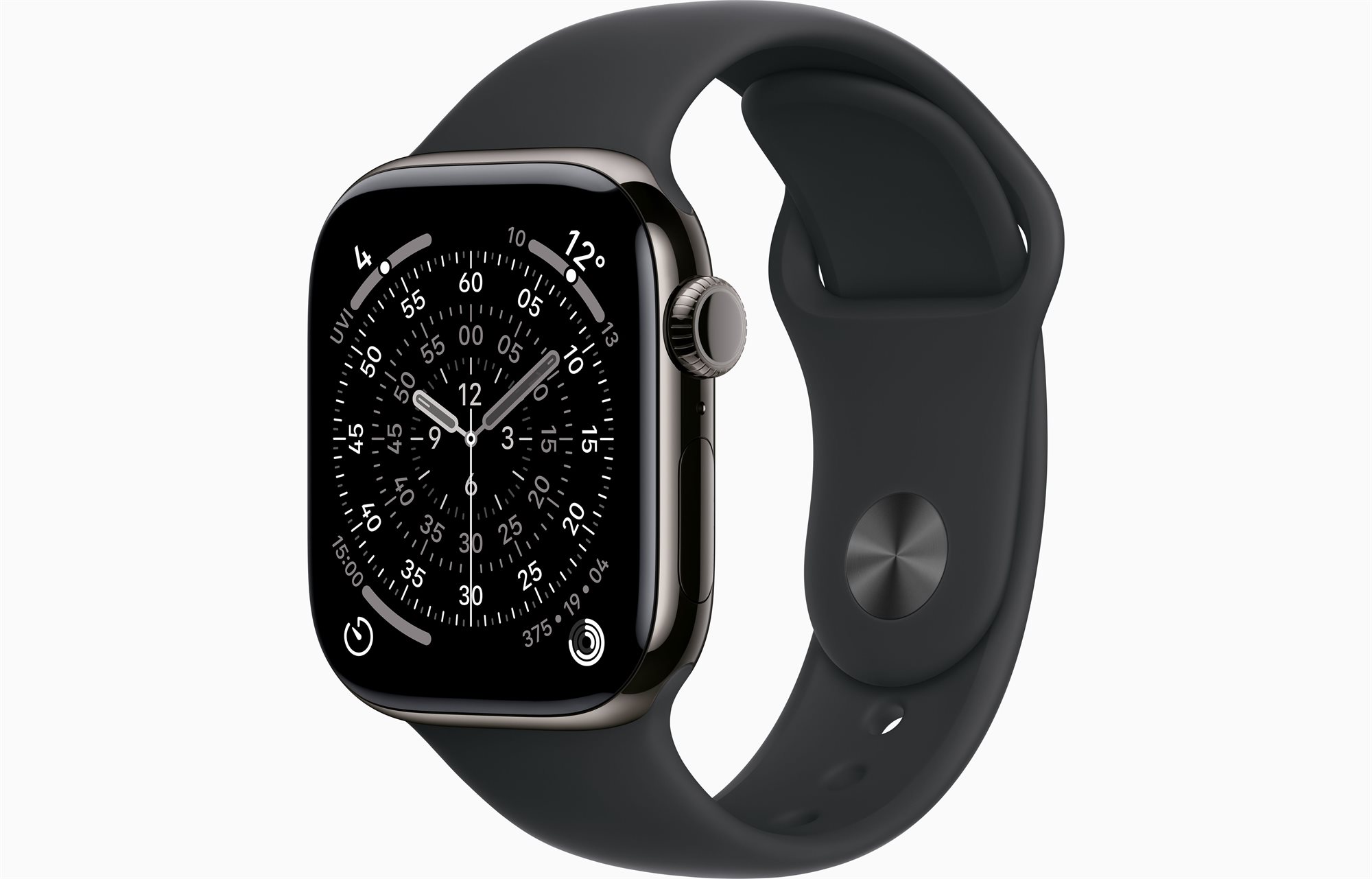 Apple Watch Series 11 GPS + LTE 42mm MF8T4 Slate Titanium Case with Black Sport Band M/L