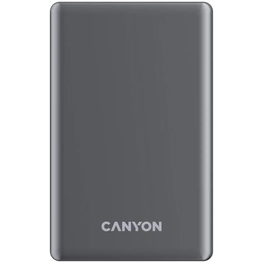 Внешний аккумулятор CANYON OnPower 510 slim Magnetic 10000 mAh, Dark Grey