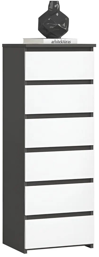 Комод Akord CL6 6SZ, Graphite Gray/White