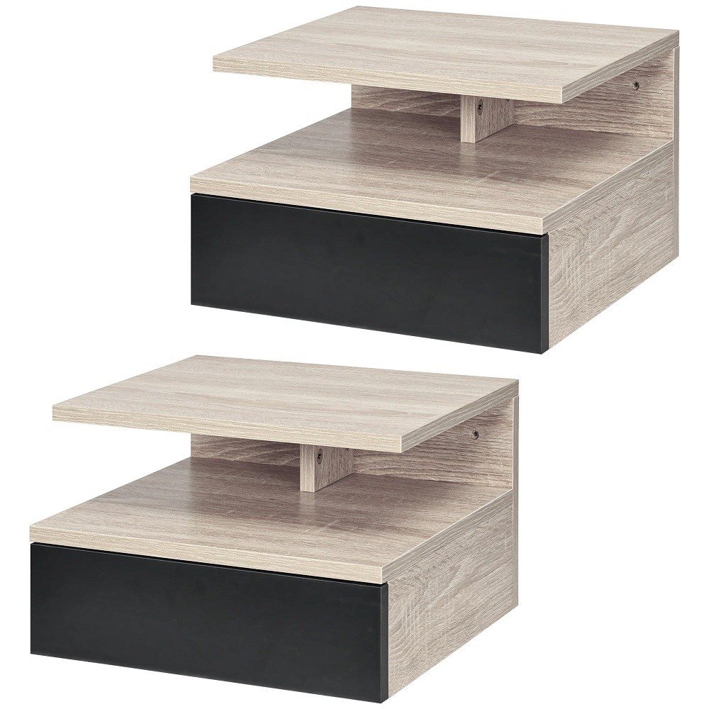 Набор прикроватных тумбочек Homcom 831-338V01 35x32x22см (Oak/Black)