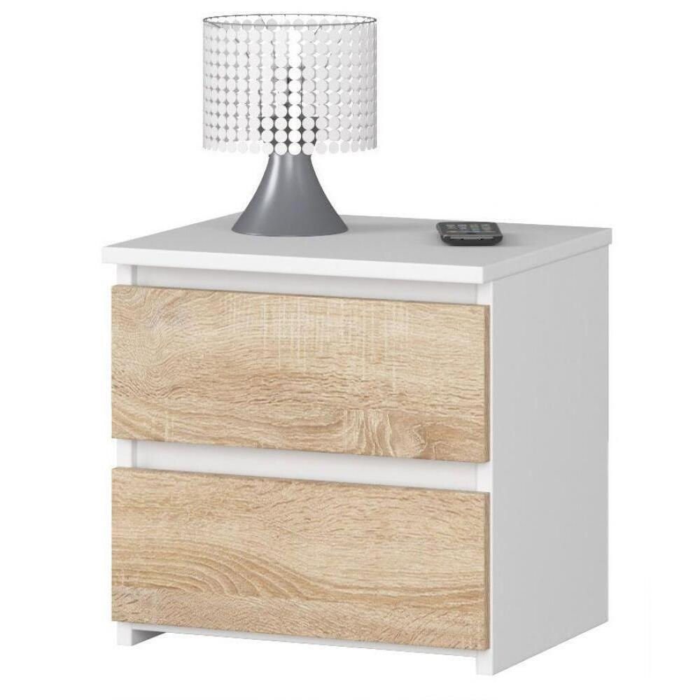 Тумба прикроватная Akord CL2 2SZ, White/Sonoma Oak