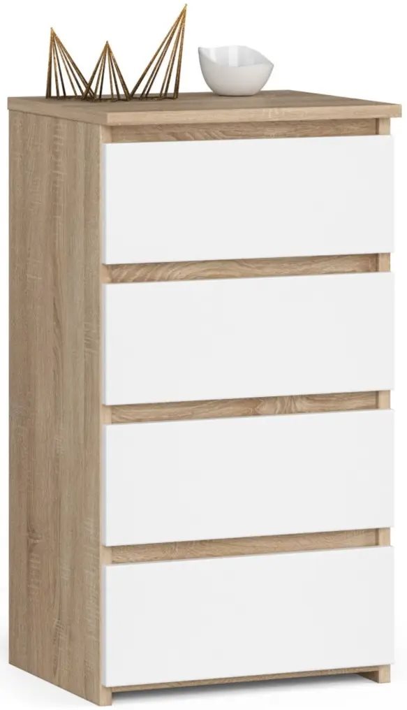 Комод Akord CL4 40 4SZ, Sonoma Oak/White