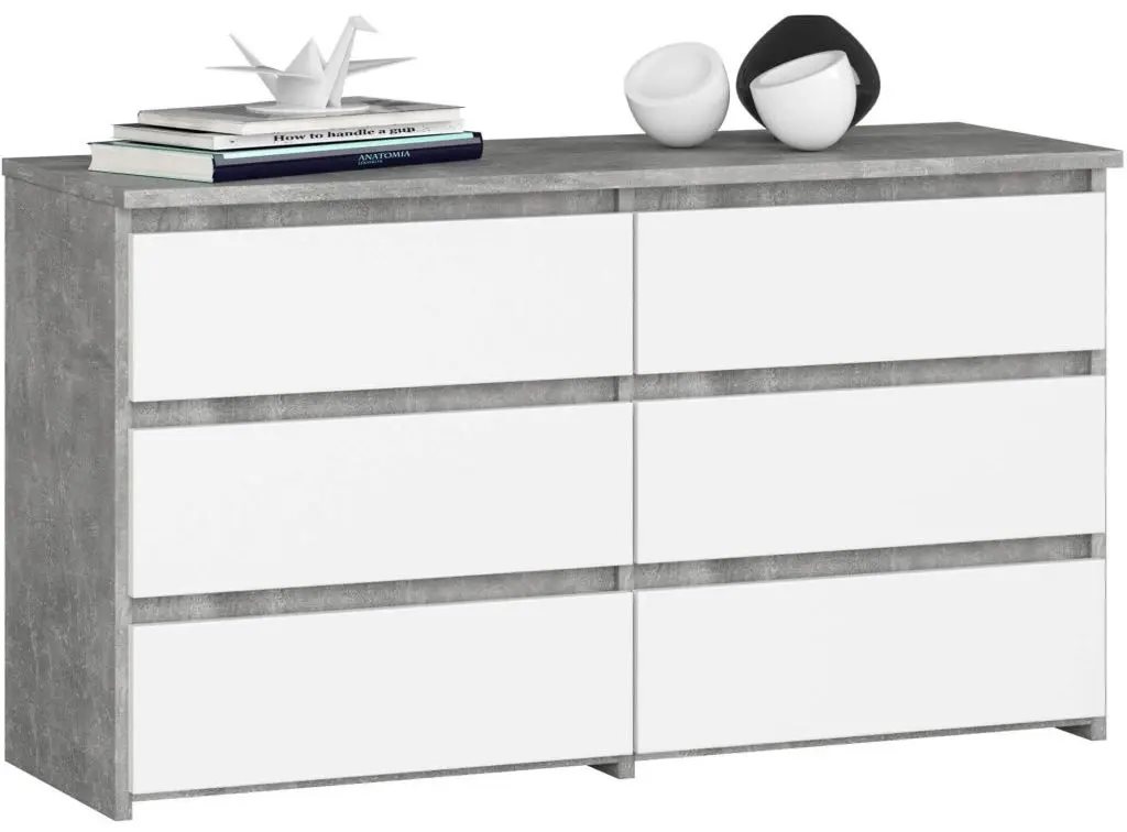 Комод Akord CL 100 6S, Concrete/White