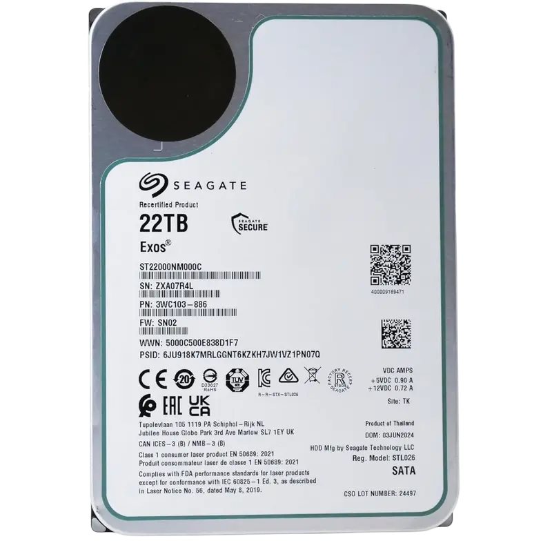 Hard disk Seagate Exos HDD 22.0TB (ST22000NM000C-FR)