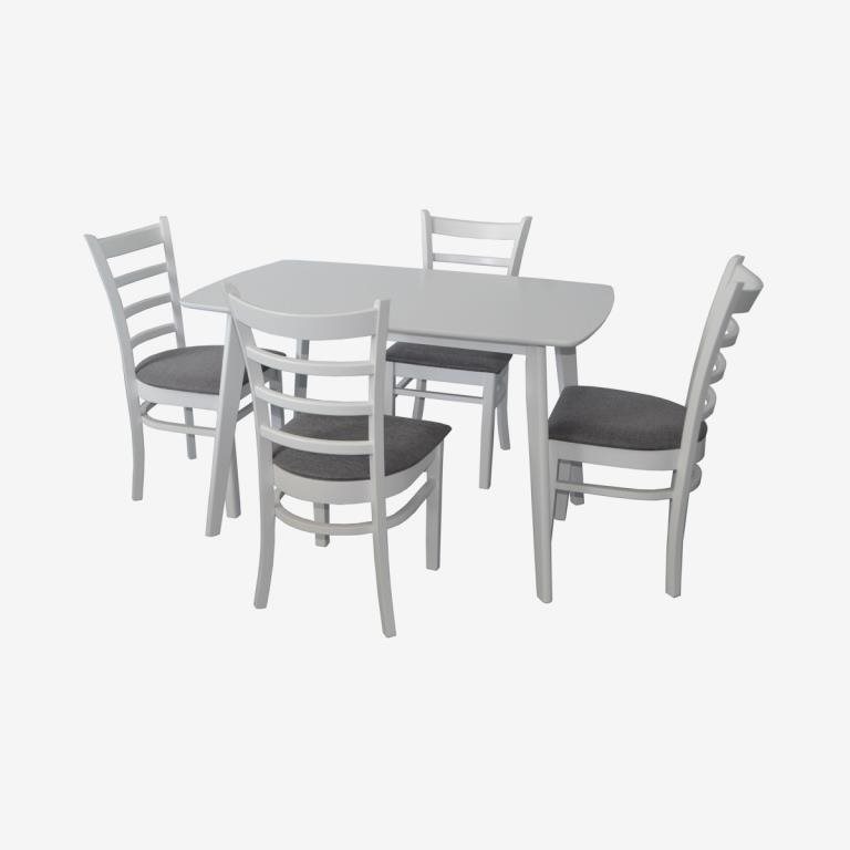Set de sufragerie Evelin COOPER White + 4 COCO White/NV-10WP Grey